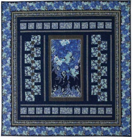 Asian quilt, blue quilt, Imperial Garden fabric