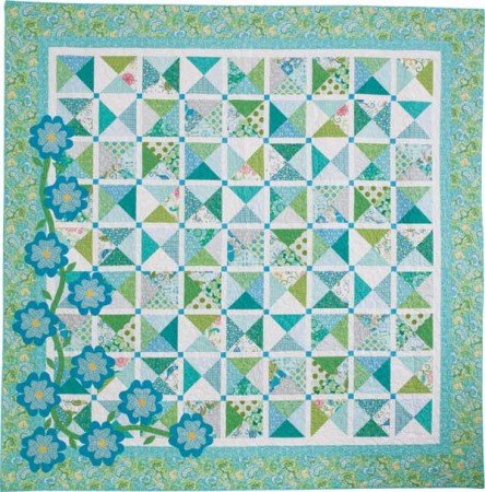 green and blue quilt