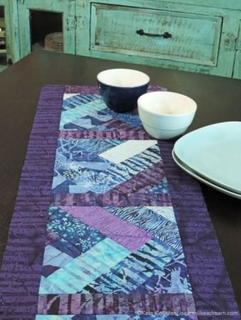 table runner in Blue Moon batiks