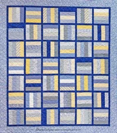 5 Fast and Easy Scrap Quilts you Can Do While at Home featured by top US quilting blog and shop, Seams Like a Dream Quilt Designs: Hop the Fence a 2 ½" strip quilt
