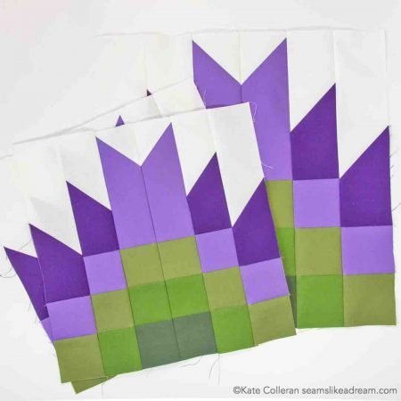 green and purple block 4 Adventure Quilt