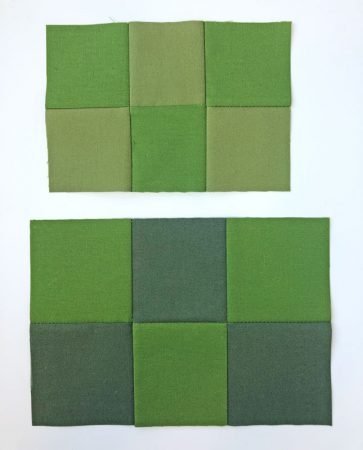 dark green and medium green six patch blocks