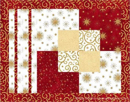 Top 10 Last Minute Quilting Gifts for quilters featured by top US quilting blog Seams Like a Dream Quilt Designs: image of Stroll quilt pattern includes placemat shown in holiday fabrics.
