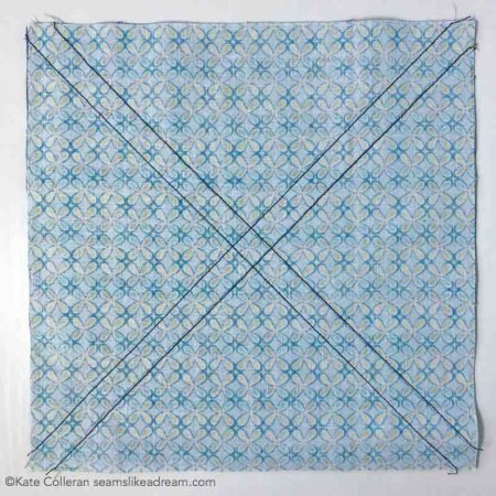 Easy Half Square Triangle Units tutorial featured by top US quilting blog and shop, Seams Like a Dream Quilt Designs: Cut along the diagonal  twice and you will have 8 HST units.