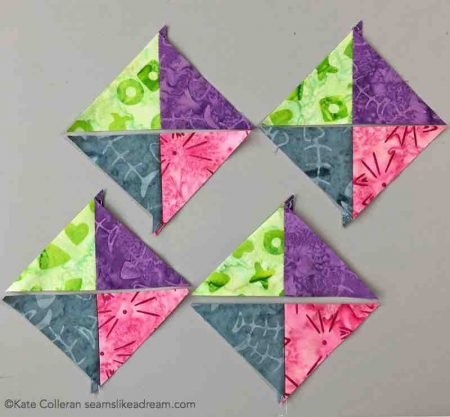Exploring Quilting Basics: How to make Quarter Square Triangles, featured by top quilting blog, Seams Like a Dream Quilt Designs, shows 3 ways to make Quarter Square Triangle blocks.