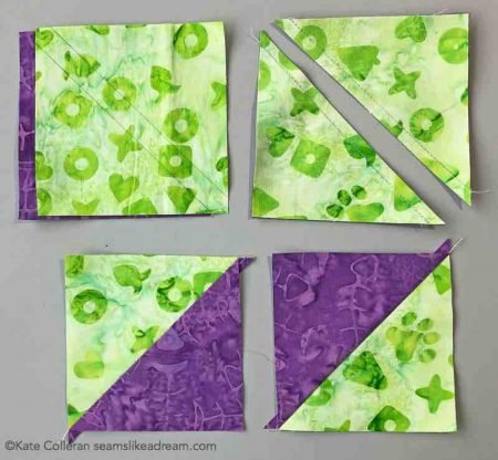 How to make quarter square triangles, a tutorial featured by top US quilting blog and shop, Seams Like a Dream Quilt Designs.