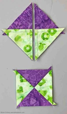 How to make quarter square triangles, a tutorial featured by top US quilting blog and shop, Seams Like a Dream Quilt Designs.