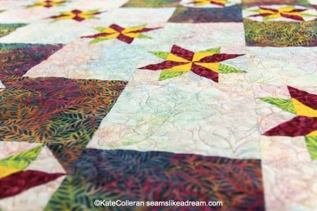 New Quilt Pattern: Tropical Sky, a Pieced Star Quilt featured by top US quilting blog and shop, Seams Like a Dream Quilt Designs