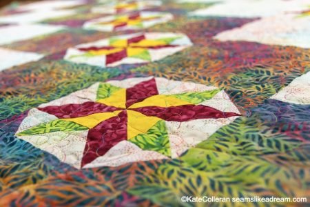 New Quilt Pattern: Tropical Sky, a Pieced Star Quilt, by top US quilting and sewing shop, Seams Like a Dream Quilt, reveals a new quilt pattern!