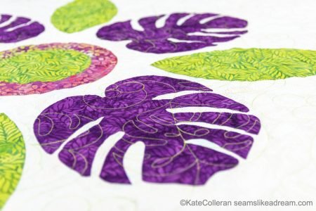 Top US quilting blog and shop, Seams Like a Dream Quilt Designs, features their New Appliqué Leaf Quilt Pattern: Tropical Breeze.