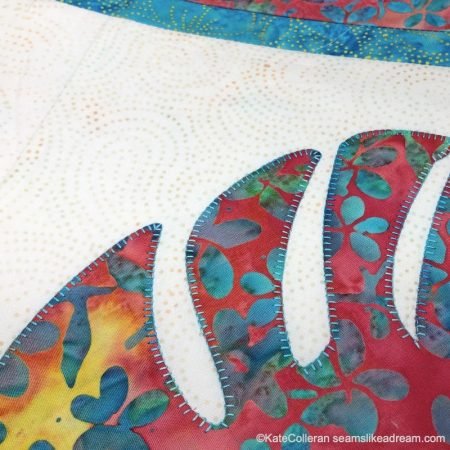 Top US quilting blog and shop, Seams Like a Dream Quilt Designs, features stitching on their New Appliqué Leaf Quilt Pattern