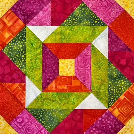 Top US quilting blog and shop, Kate Colleran Designs, shares about her April block challenge remix- the Hourglass quilt block!