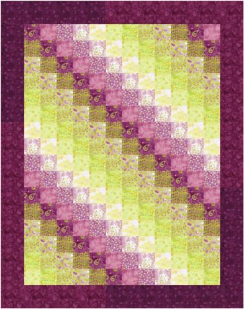 Top US quilting blog and shop, Kate Colleran Designs, shares about new quilts in the new year! Featured quilt is squares in greens, pinks and burgundy batiks