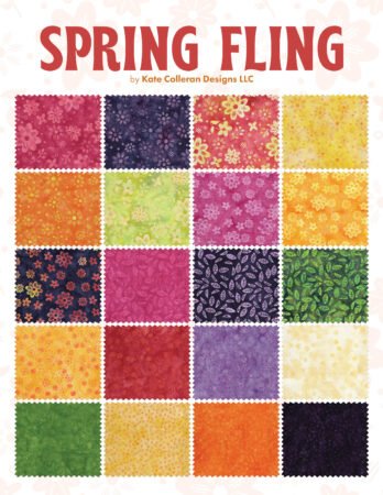 fabric line header showing batik line in pinks, reds, oranges, purples and greens with flowers and leaf motifs